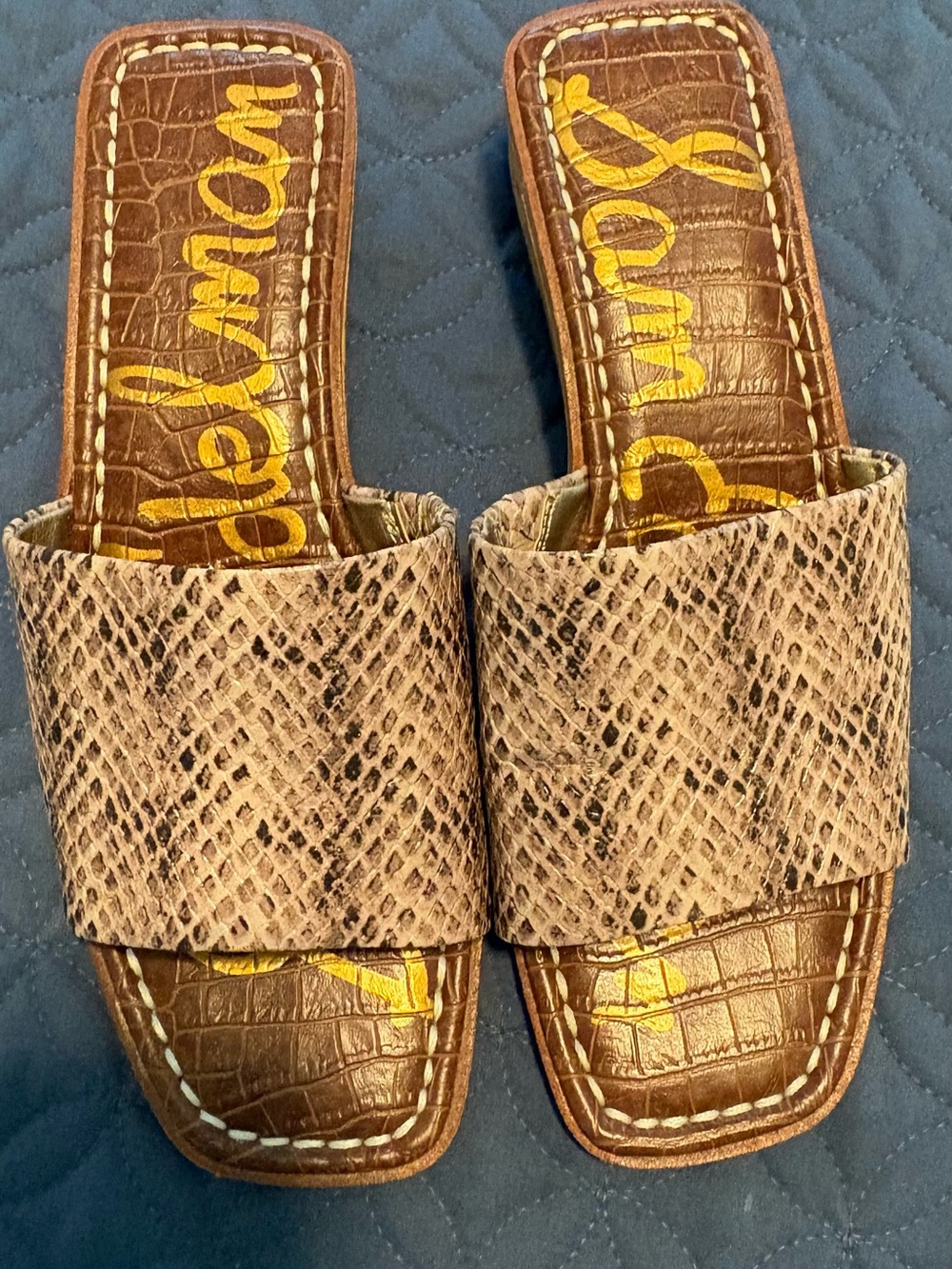 Sam Edelman Brown Snakeskin Slide Sandals